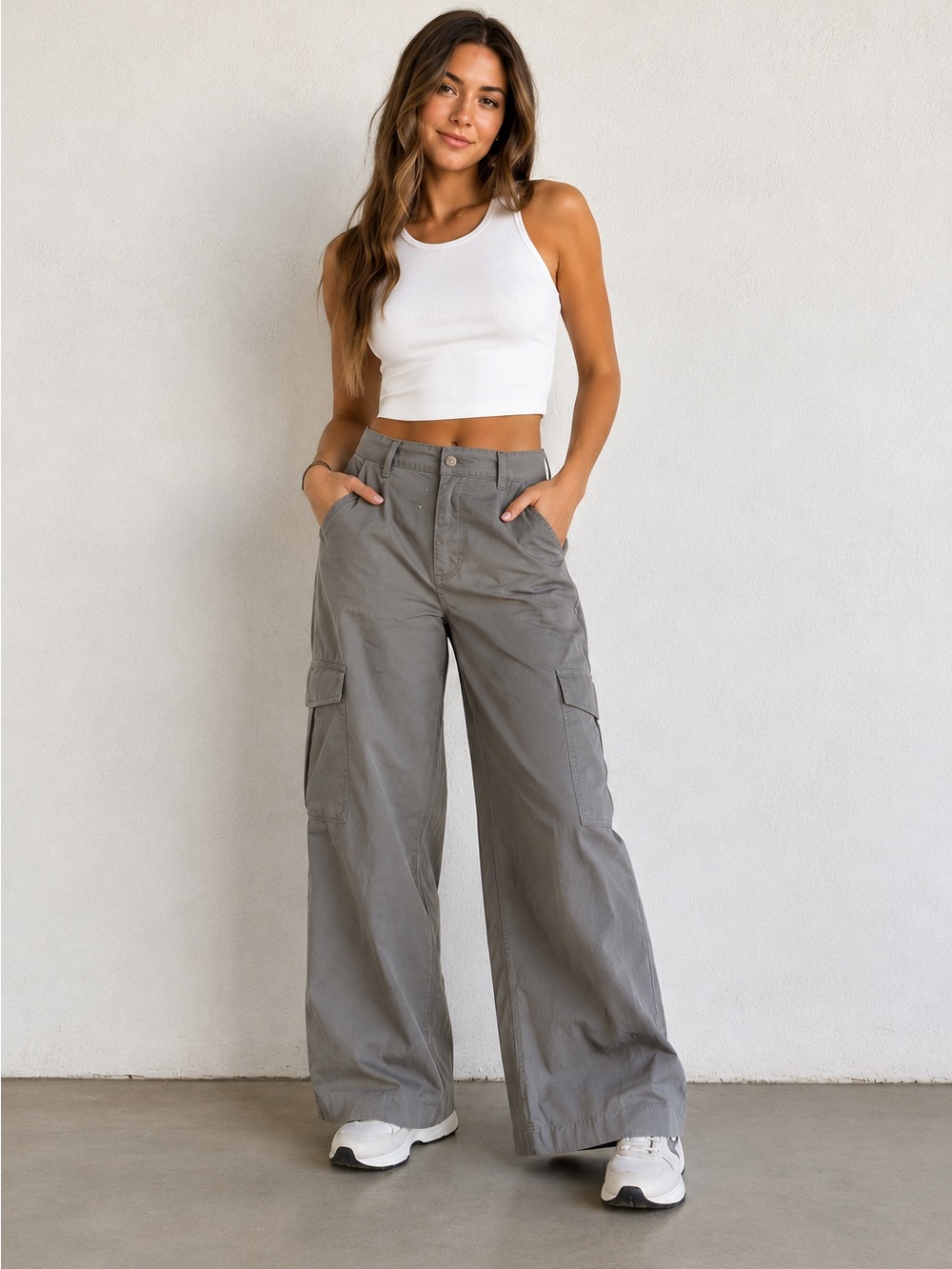 Happily Grey Gray Cargo Pants | Women’s Large | Utility Style